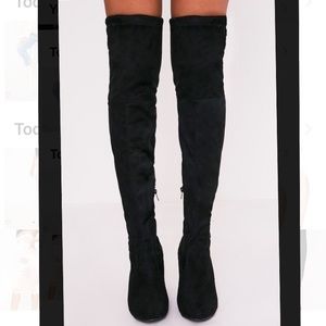 prettylittlething thigh high black boots size8